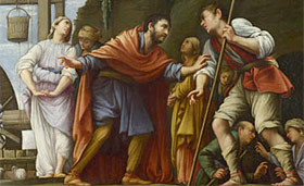  Moses defending the daughters of Jethro by Carlos Saraceni, 1609AD