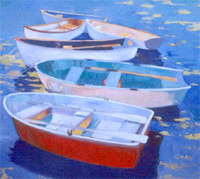 Drifting Dinghies, a painting by Peggy Hawley