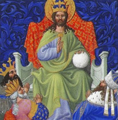 God reigning over the Earth (Illustration from an antique bible)