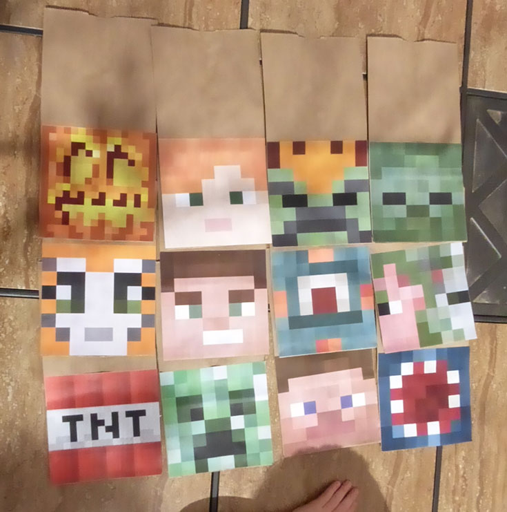 Minecraft Party Favor Bag Characters