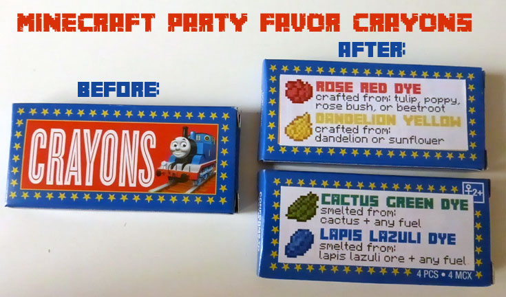 Minecraft Party Favor Crayons - Jessica's Corner of Cyberspace