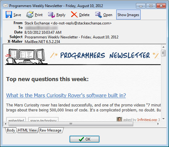 The HTML preview window in PopTrayU